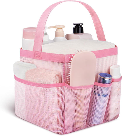 Attmu Mesh Shower Caddy Portable for College Dorm Room Essentials with 8 Pockets, Hanging Shower Caddy Basket Tote Bag Toiletry Accessories for Bathroom