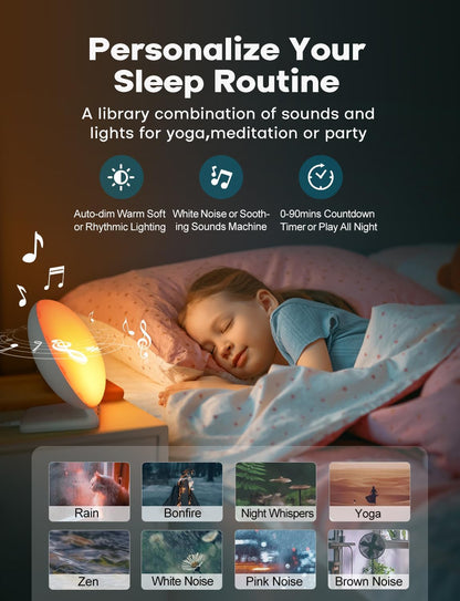 Sunrise Alarm Clock for Heavy Sleepers, Wake Up Light with Sunrise/Sunset Simulation, Dual Alarms & Natural Sounds, Snooze & Sleep Aid, FM Radio, 7 Colors Night Light for Bedroom, Ideal for Gift