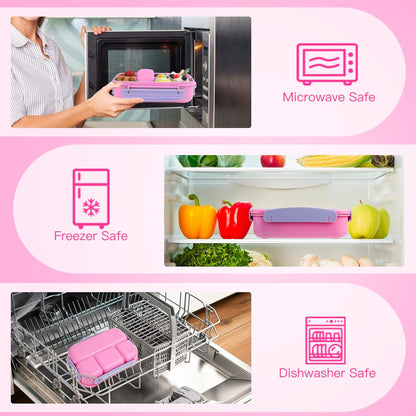 MaMix Bento Lunch Box Adult, Kids, Lunch Containers for Adults/Kids/Students,1300ML-4 Compartment (Blue)