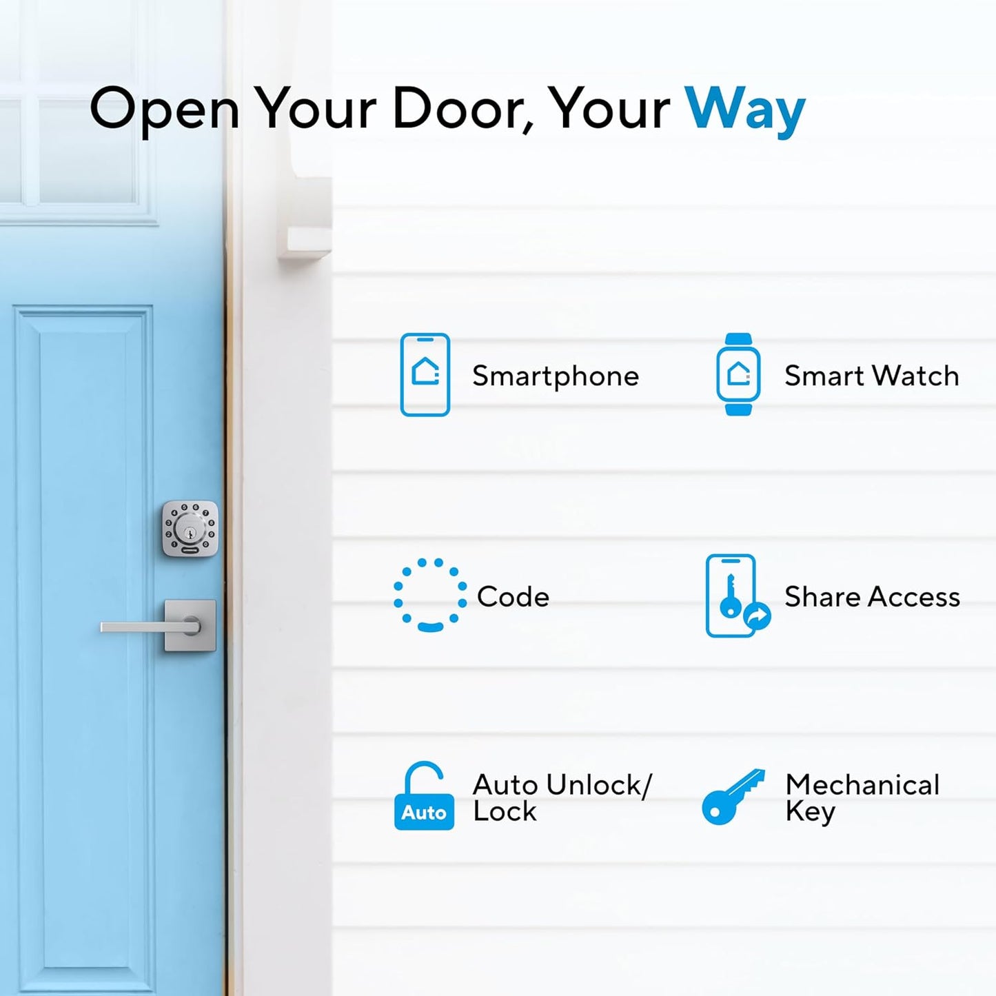 ULTRALOQ U-Bolt Smart Lock + WiFi Bridge, 5-in-1 Keyless Entry Door Lock with WiFi, Bluetooth, App and Keypad, Smart Deadbolt Lock Front Door, ANSI Grade 1 Certified, 1Year Battery, Satin Nickel