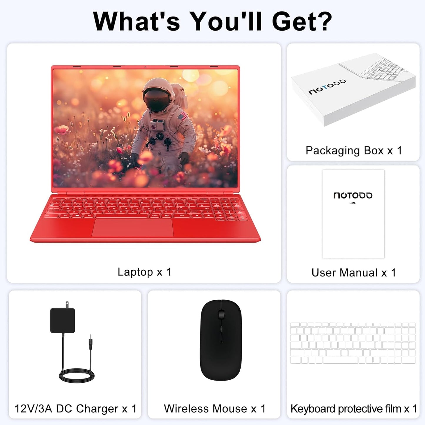 NOTODD Laptop 16" 12GB LPDDR4 512GB SSD Celeron N5095 Up to 2.9Ghz Quad-Core Win 11 PC 1920*1200 2K Screen Dual WIFI Support 2.5" HDD 1TB SSD Expand with Cooling Fan Numeric Keypad for Business-Blue