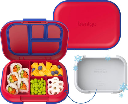 Bentgo Chill Kids Leak-Proof Lunch Box - 4-Compartment Bento Box with Built-In Ice Pack, 3.3 Cup Capacity, PFAS & BPA-Free, Microwave & Dishwasher Safe, Ideal Size for Ages 3 to 7 (Aqua)