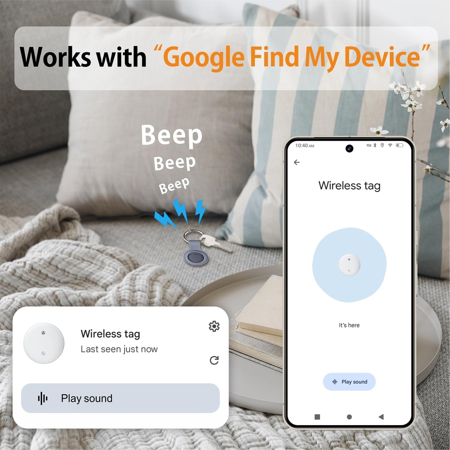 Bestray GPS Tracker Android, Air Smart Tag Compatible with Google Find My (Android Only), Key Finder for Keys, Luggage, Suitcase, Wallet, IP66 Waterproof, 4 Pack