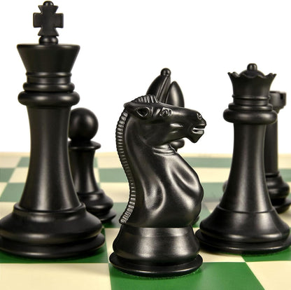 Oumoda 4" King Weighted Folding Chess Set – 20" Silicone Chess Board with 2.2" Squares, Staunton-Style Pieces, 2 Extra Queens & Carrying Case – Tournament-Ready Strategy Game for Adults & Kids - PuriLite