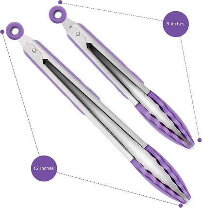 Purilite Select Silicone &amp; Stainless Steel Kitchen Tongs