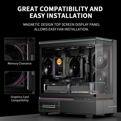 Thermalright Peerless Assassin 120 Vision MAX ARGB Black CPU Air Cooler,PC Heatsink Cooler with Dual PWM Fans,PC Display Screen Cooler of 5’’-Magnetic,480x854 Resolving,for LGA1851/1700,AM5