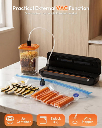 Toprime Automatic Vacuum Sealer Machine, 80kPa Powerful Food Sealer Built-in Cutter with Sealing Bag and Hose, Vacuum Air Sealing System for Seal a Meal and Sous Vide