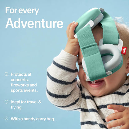 Alpine Muffy Baby Comfort - Baby Ear Protection Noise Cancelling - CE & ANSI Certified - Unique Headband for Safe fit & Comfort - Multi-adjustable for Ages 3-48 Months - 24dB Sound Reduction, Green