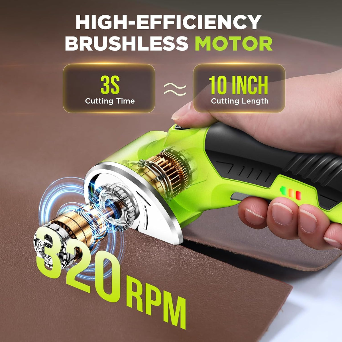 Cordless Electric Scissors: 4V Rechargeable Rotary Cardboard Cutter, 3000mAh Battery, with LED Light & Safety Lock, 2 Blades, Electric Box Cutter for Fabric Carpet Carton Plastic Leather Cloth