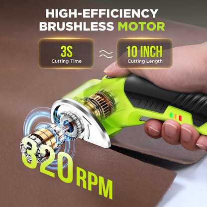 Cordless Electric Scissors: 4V Rechargeable Rotary Cardboard Cutter, 3000mAh Battery, with LED Light & Safety Lock, 2 Blades, Electric Box Cutter for Fabric Carpet Carton Plastic Leather Cloth