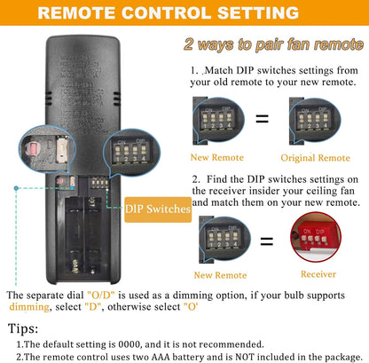 HD3 Ceiling Fan Remote Control Replacement for Hampton Bay Home Decorators | 3-Speed Timer Light Dimmer Thermostatic Control for Hampton Bay Home Decorators Collection 2AAZPHD3/HD3, KUJCE10320/TR222A
