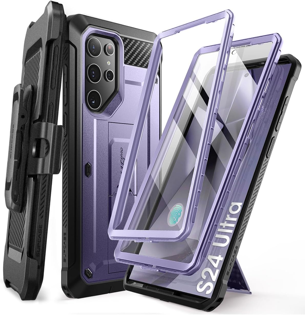 SUPCASE Unicorn Beetle Pro Case for Samsung Galaxy S23 Ultra 5G (2023), [Extra Front Frame] Full-Body Dual Layer Rugged Belt-Clip & Kickstand Case with Built-in Screen Protector (Black)