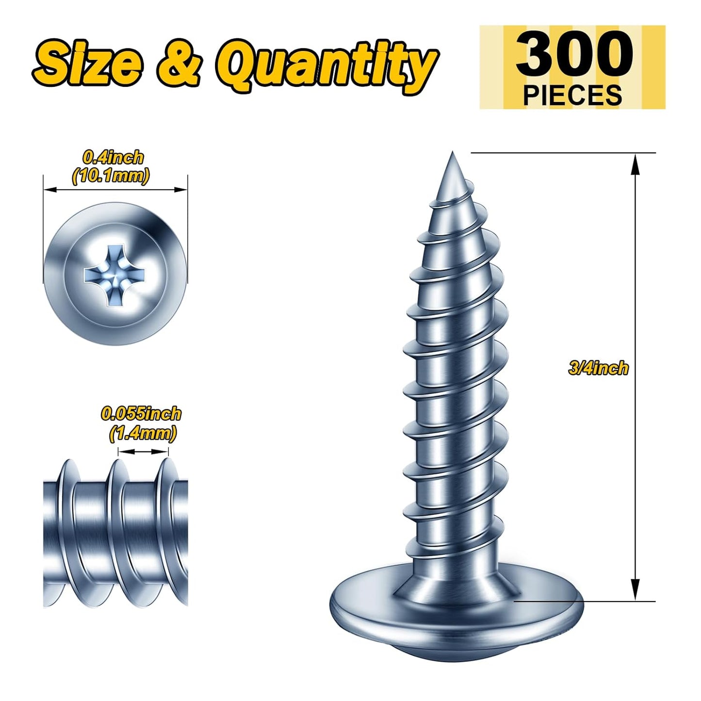 150Pcs #8 × 2" Black Screws for Wood, Phillips Truss Head Wood Screws, Quick Metal Self Tapping, Zinc Plated Steel, Truss Head Screws by Mywish