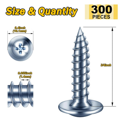 150Pcs #8 × 2" Black Screws for Wood, Phillips Truss Head Wood Screws, Quick Metal Self Tapping, Zinc Plated Steel, Truss Head Screws by Mywish
