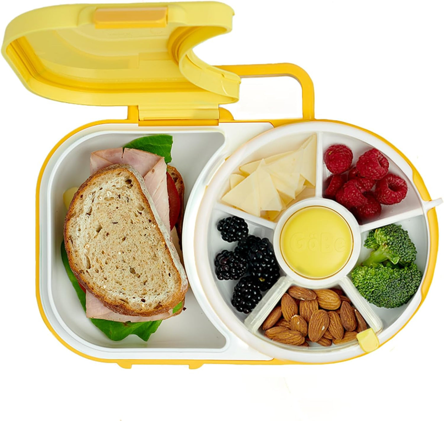 GoBe Kids Lunchbox - Reusable Snack Container with 5 Compartment Dispenser and Lid | BPA and PVC Free | Dishwasher Safe | No Spill, Leakproof