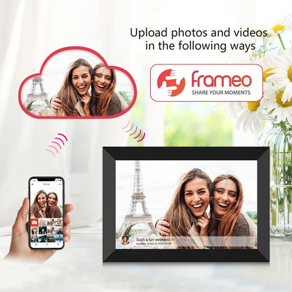 32GB FRAMEO 10.1 Inch Smart WiFi Digital Photo Frame 1280x800 IPS LCD Touch Screen, Auto-Rotate Portrait and Landscape, Built in 32GB Memory, Share Moments Instantly via Frameo App from Anywhere