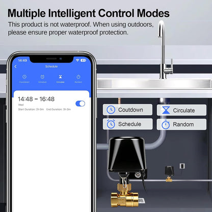 WiFi & Bluetooth Smart Water Valve DN15 (1/2") | Automatic Water Shutoff Controller | App & Voice Control | Alexa & Google Assistant Compatible