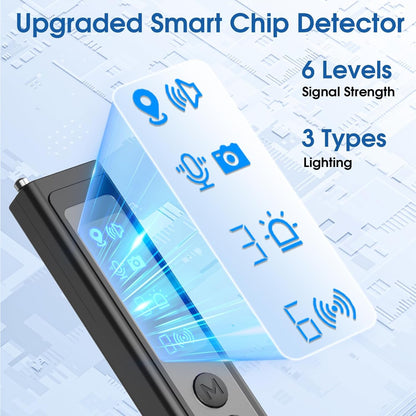 6monk Hidden Camera Detectors, Portable RF Wireless Scanner Hidden Detector, GPS Tracker Detector, 2-in-1 Camera Detector with LED Light for Bathroom, Hotel, Travel,6 Levels Sensitivity