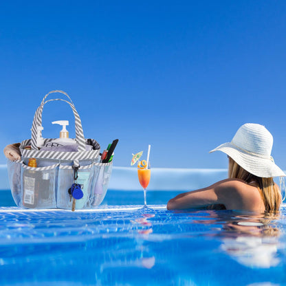 Mesh Shower Caddy Tote, Large College Dorm Bathroom Caddy Organizer with Key Hook and 2 Oxford Handles, Quick Hold, 8 Basket Pockets for Camp Gym