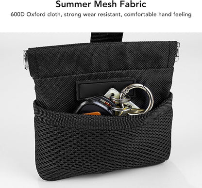 Dog Treat Waist Pouch, Dog Treat Bag Multiple Pockets Dog Treat Carrier Holder with Belt Clip for Puppy Dog Outdoor Walking Training Behavior Aids (Black)