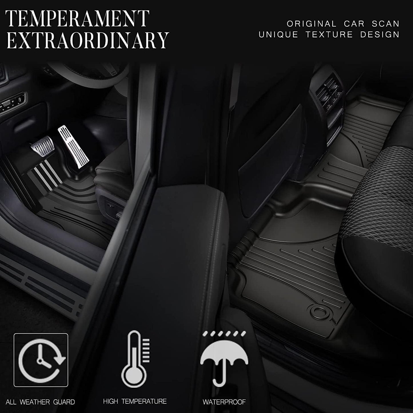 AOMSAZTO Floor Mats & Trunk Mat for 2024 2025 Chevy Equinox EV (Non Fuel),TPE All Weather Protection 2 Rows Car Floor Liners with Cargo Liner for Chevrolet Equinox EV (Non Fuel)