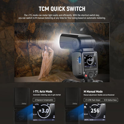 NEEWER Z880-C 2.4G 76Ws TTL Camera Flash Speedlite Compatible with Canon, Upgraded UI, Adjustable Modeling Lamp, TTL/M Quick Switch TCM Key, 1/8000s HSS 7.4V/2600mAh Battery 480 Full Power Flash