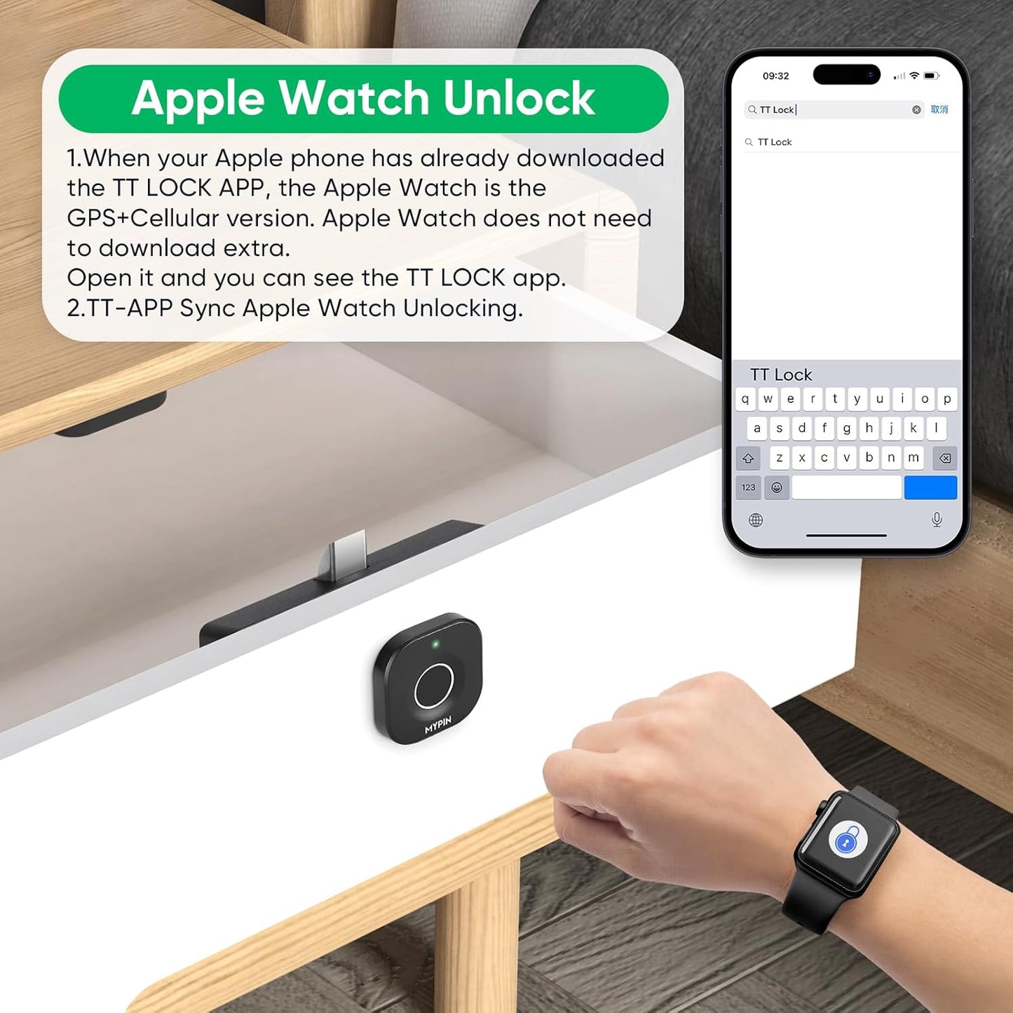 Bluetooth Fingerprint Cabinet Lock with Phone/Watch App Unlock, Smart Biometric Cabinet Lock, Keyless Hidden File Drawer Wardrobe Lock, Child Safety Electric Fingerprint Lock,DIY Wooden Furniture Lock