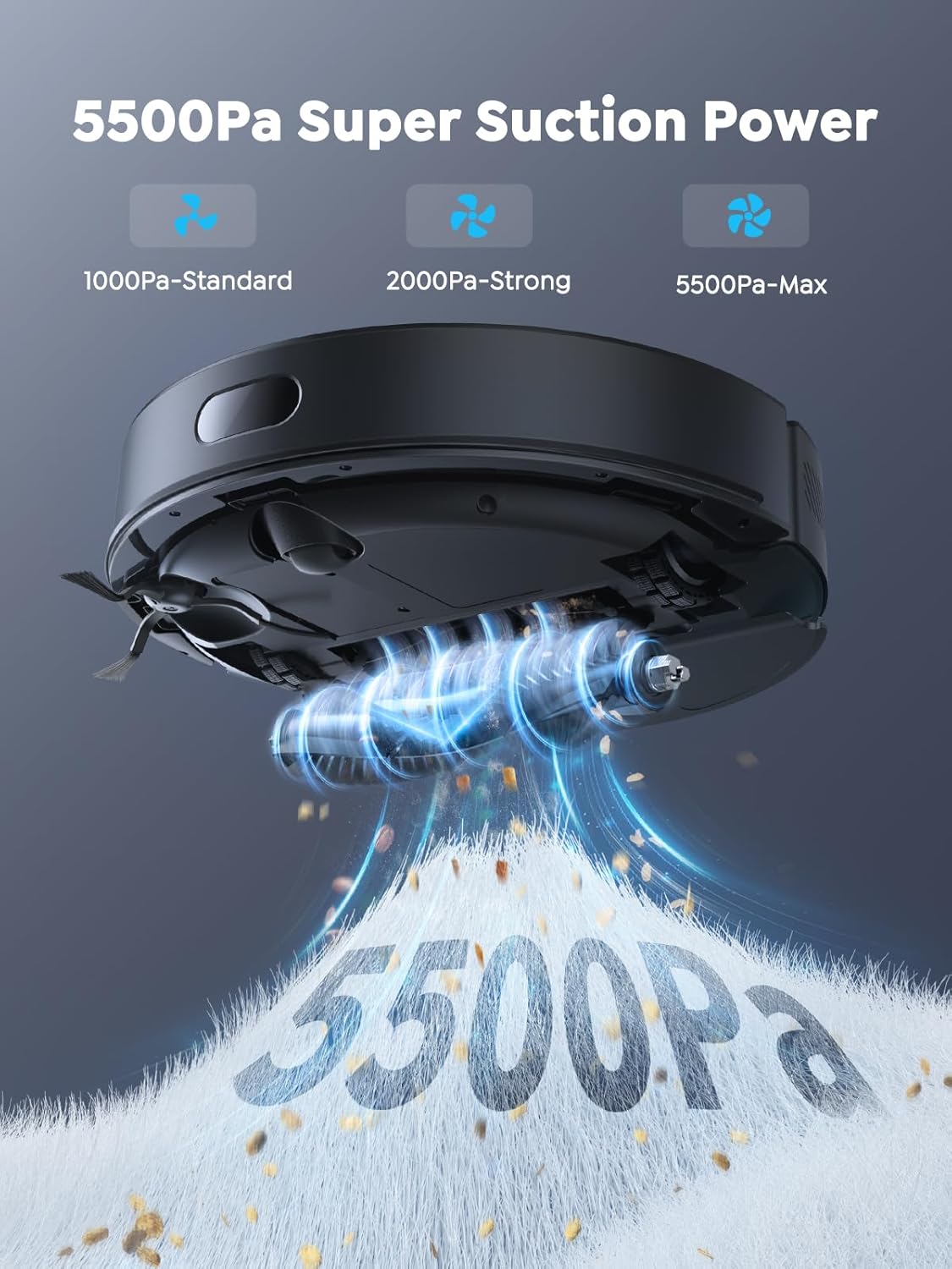 Vyzzle Robot Vacuum, 5000 Pa Robot Vacuum and Mop Gray