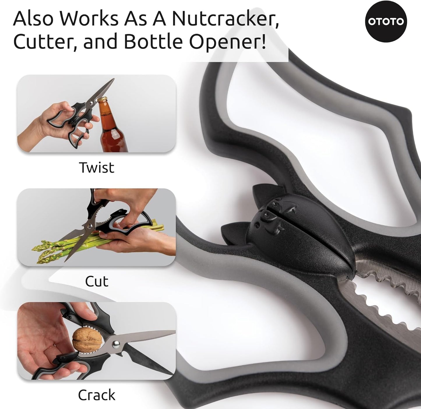 New!! Elizabat Kitchen Scissors by OTOTO - Halloween Goth Cute Bat Kitchen Shears, Gothic Scissors Kitchen Utensils - Spooky Bats Halloween Gifts, Cooking Scissors, Kitchen Gadgets, Goth Gifts