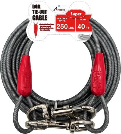 Petest 25ft Reflective Tie-Out Cable for Small Dogs Up to 35 Pounds