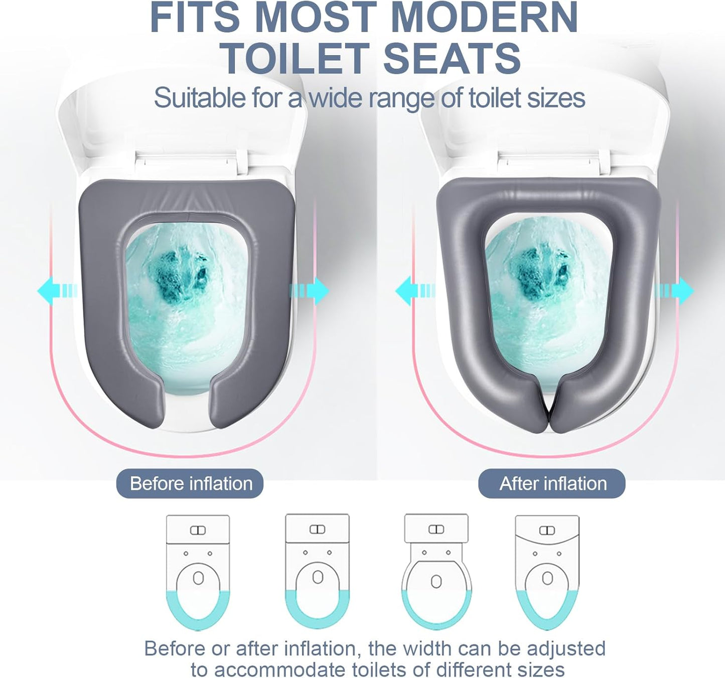Comfort Adjustable Raised Toilet Seat for Post-Surgery, Pregnant, Seniors & Recovery - Easy Clean & Durable Supports 220lb,(16x14x2.5 in)