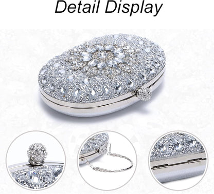 Crystal Women Evening Clutch Rhinestone Bag Bling Purse Glitter Radiant Shouder bag for Christmas Bridal Wedding Party