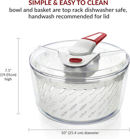 Valore Large Salad Spinner with Lid – Lettuce Washer and Vegetable Dryer – Fruit Cleaner & Serving Bowl – Easy Spin, Quick Brake, BPA-Free