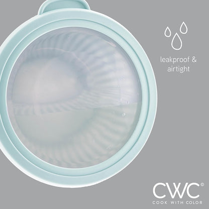 COOK WITH COLOR Prep Bowls with Lids- 8 Piece Nesting Plastic Small Mixing Bowl Set with Lids (Teal Ombre)