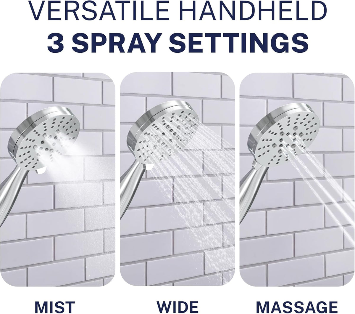 HammerHead Showers Dual Shower Head Combo, 8-Inch Rainfall & 3-Flow Handheld, Chrome, 2.5 GPM