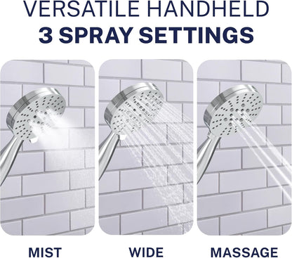 HammerHead Showers Dual Shower Head Combo, 8-Inch Rainfall & 3-Flow Handheld, Chrome, 2.5 GPM