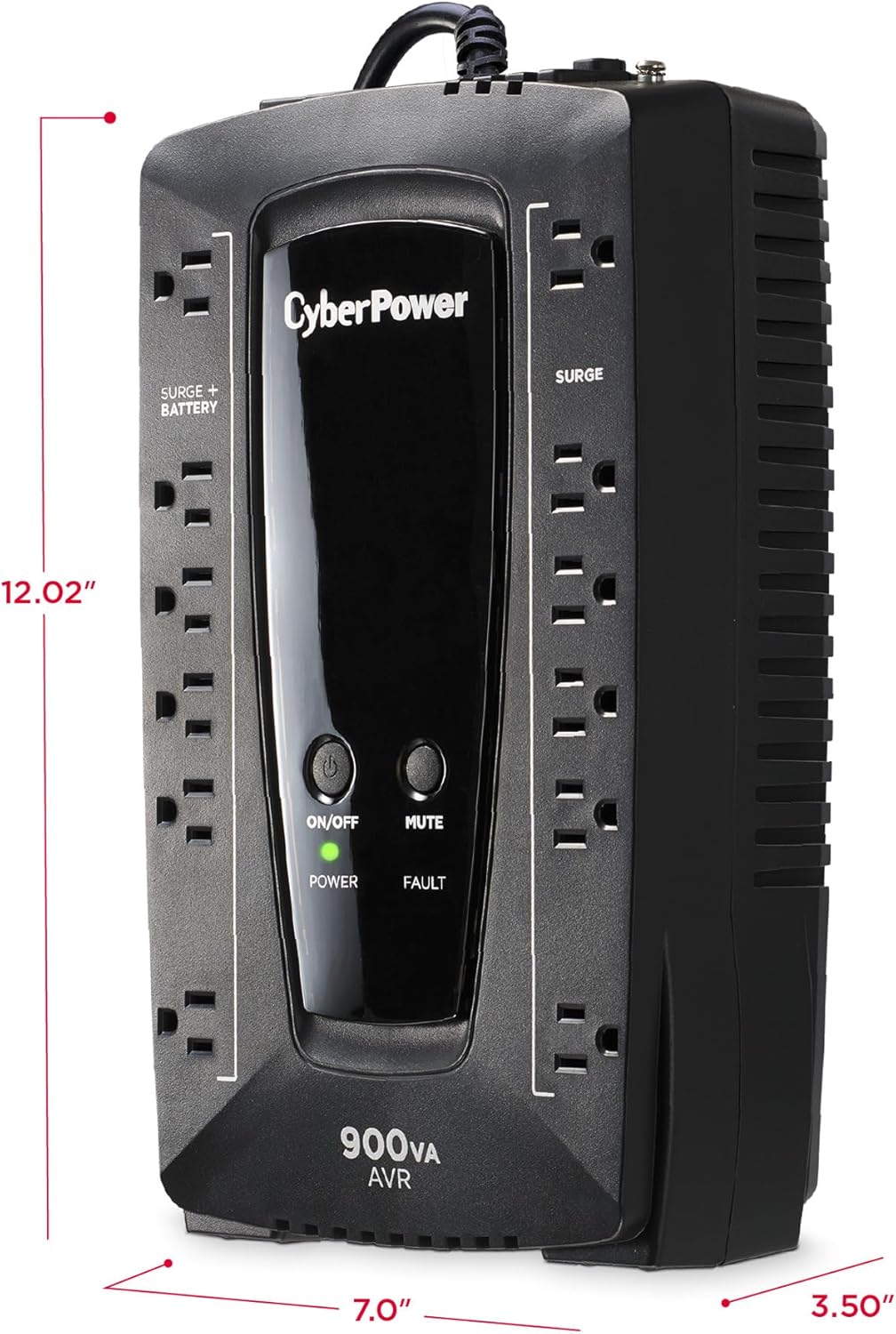 CyberPower AVRG900LCD Intelligent LCD UPS System, 900VA/480W, 12 Outlets, AVR, Compact