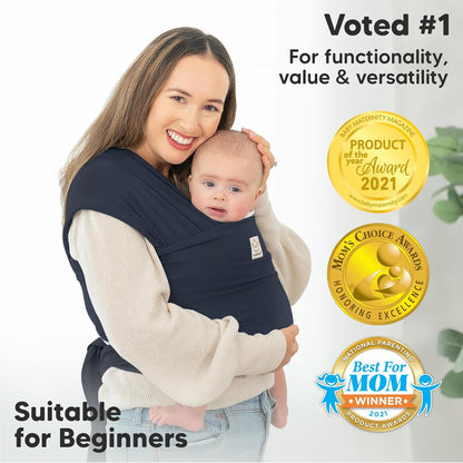 KeaBabies Baby Wrap Carrier - All in 1 Original Baby Carrier Newborn To Toddler Sling, Easy to Wear, Hands Free Bonding, Lightweight, Breathable Infant Wraps (Trendy Black)
