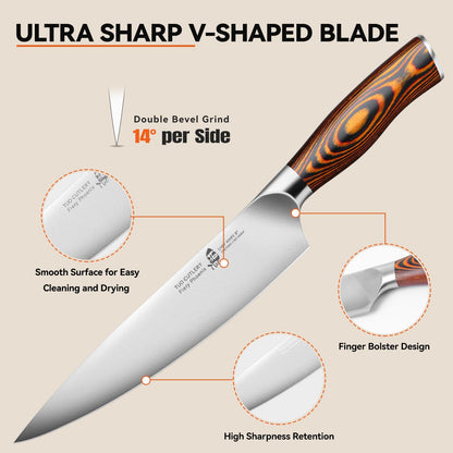 TUO Boning Knife - Razor Sharp Fillet Knife - High Carbon German Stainless Steel Kitchen Cutlery - Pakkawood Handle - Luxurious Gift Box Included - 7 inch - Fiery Phoenix Series
