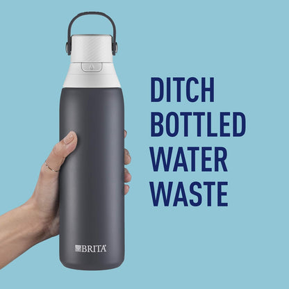 BRITA Stainless Steel Water Bottle with Filter, 591 mL Premium Double Insulated Water Bottle, Rose