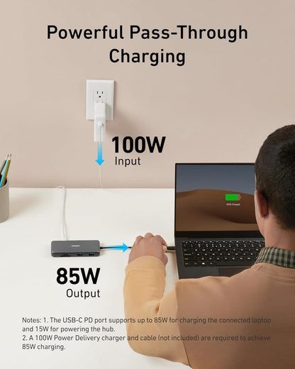 Anker USB C Hub, PowerExpand 8-in-1 USB C Adapter, with 100W Power Delivery, 4K 60Hz HDMI Port, 10Gbps USB C and 2 USB A Data Ports, Ethernet Port, microSD and SD Card Reader, for MacBook Pro and More