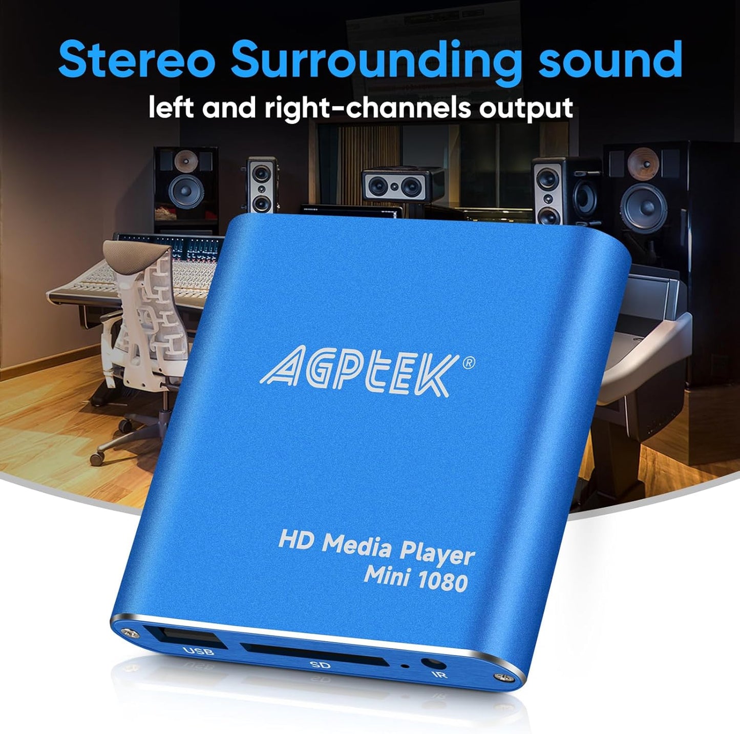 HDMI Media Player, Blue Mini 1080p Full-HD Ultra Digital Media Player for -MKV/RM- HDD USB Drives and SD Cards