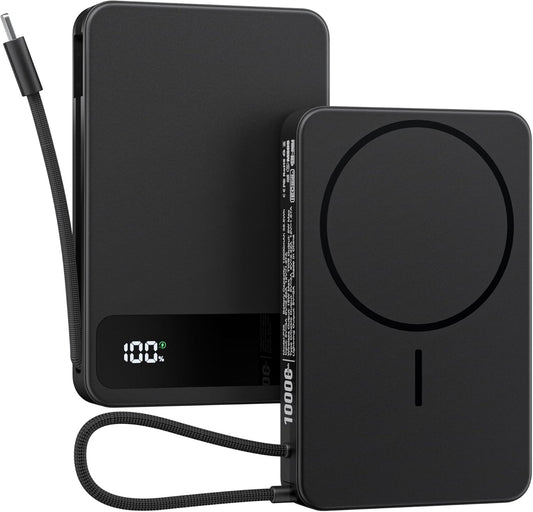 Magnetic Power Bank, 10,000mAh Wireless Portable Charger for Mag-Safe 15W Fast Charging, Battery Pack with USB-C Cable 20W in/Out for iPhone Air/17/16/15/14/13/12/Plus/Pro/Pro Max, AirPods & More