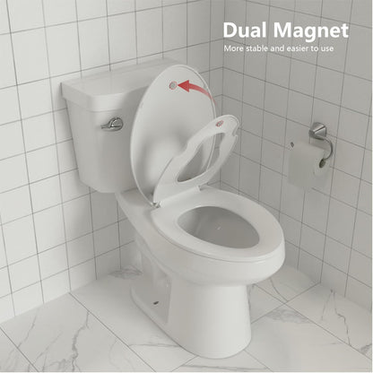 White Elongated Toilet Seat, Slow Close Toilet Cover Seat for Easy Clean and Stain-Resistant, Plastic Toilet Seat with Cover, Quick-Release Hinges and Quick-Attach Hardware