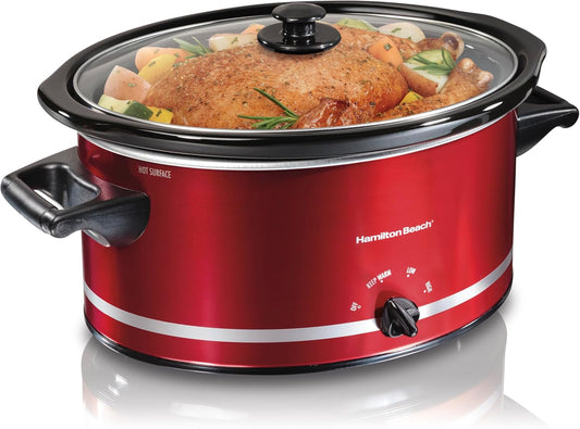 Hamilton-Beach 33184 Quart Slow Cooker, Metallic Red