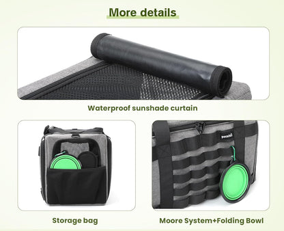 Approved Collapsible Cat Soft-Sided Carriers, Breathable Pet Carriers up to 5kg/12lbs, Portable Dog Carrier Great for Travel, Outdoor, Hiking, Camping(Gray)