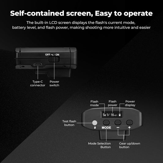 K&F Concept Camera Flash Light, Camera Speedlite GN12/5600K, Built-in 2000mAh Battery for Canon/Fujifilm/Sony/Nikon/Olympus and Other DSLR Digital Cameras, Speedlight with Single Contact Hot Shoe