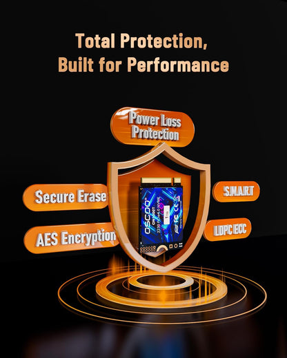 OSCOO 1TB NVMe SSD – M.2 2242 PCIe Gen4x4 Internal Solid State Drive, Up to 5400MB/s Read & 4900MB/s Write, 3D NAND, Compact High-Speed Storage for Ultrabooks, Mini PCs, Embedded Systems - ON1000B