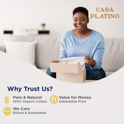 Lane Linen 100% Organic Cotton Queen Sheet Set, 4-Piece Percale Bed Sheets for Queen Bed - Soft, Breathable, Hypoallergenic, Deep Pocket Fits Mattress Up to 15" Deep, Hotel Quality Sheets - White