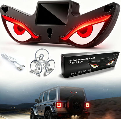 Solar Demon Eye LED Car Wireless Window Light, Eye Light for Windshield Suction Cup Dynamic Windshield Ambient Lamp Solar and USB Powered Lights for SUV, Truck,Van,RV(Red/WhiteEye/Nighttime use)
